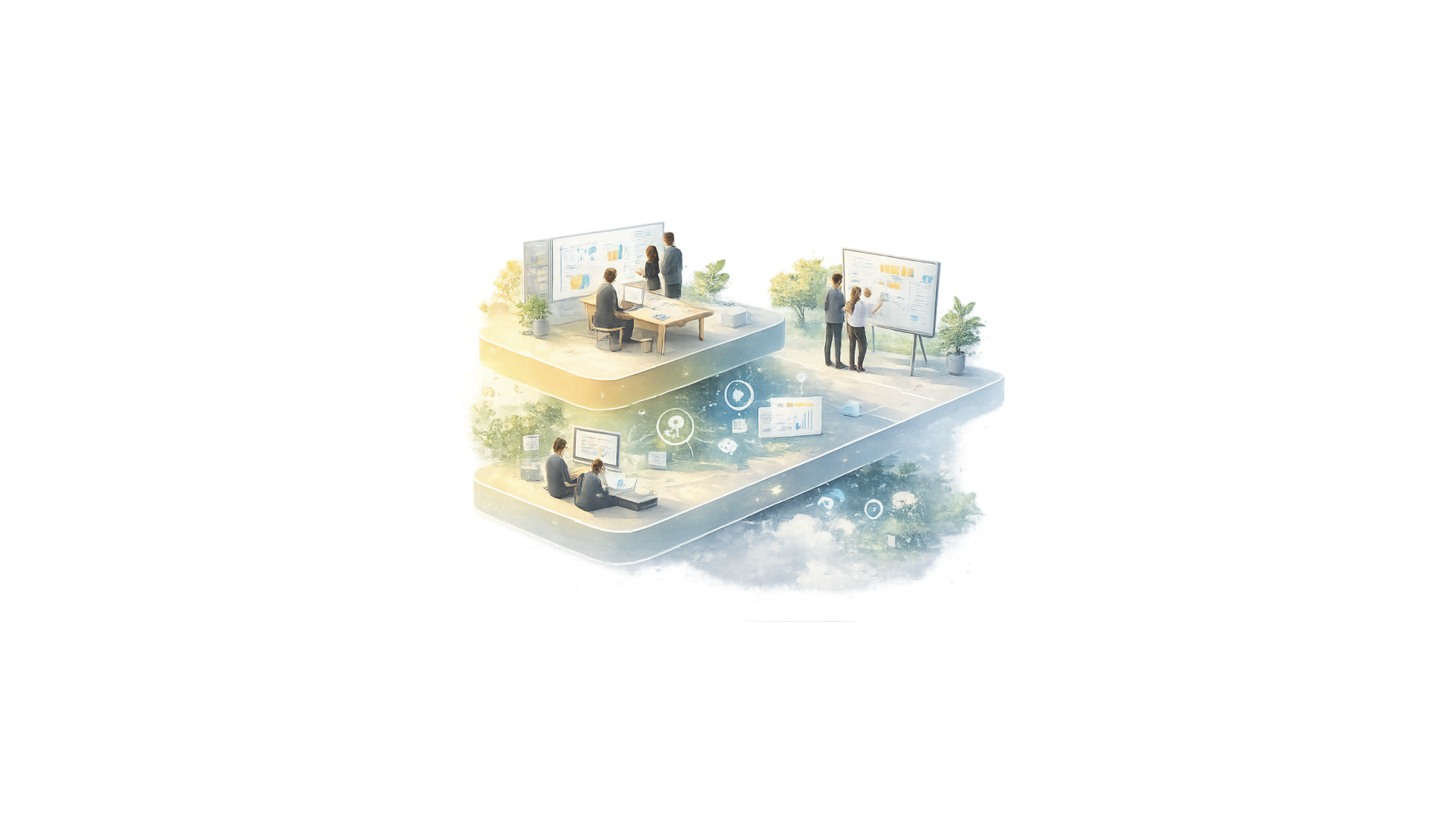 Werkwijze: gelaagd landschap illustratie